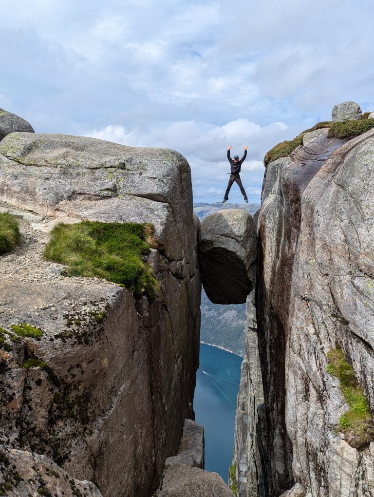 TrollAdventure hiking group on Kjerag, Norway
