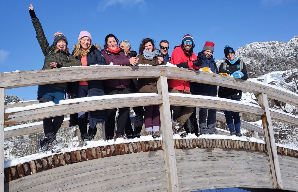 On-the-bridge-guided-hike-the-pulpit-rock