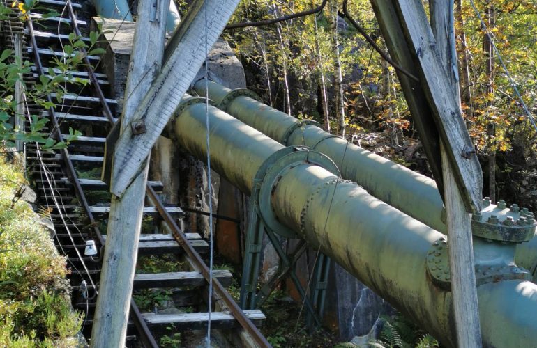 Flørli 4444 wooden staircase climbing above Lysefjord in Norway